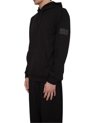 EA7 EMPORIO ARMANI Felpa con cappuccio EA7 Core Identity Unisex in misto viscosa stretch nero in UOMO