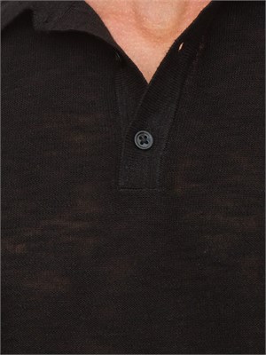 Polo in maglia Antony Morato nero in misto lino con badge logato in UOMO