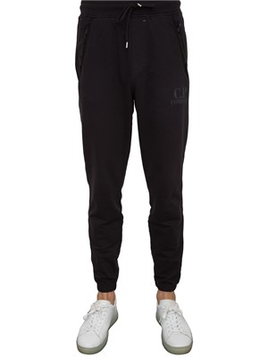 Pantalone tuta uomo nero C.P. Company in cotone con logo stampato in UOMO