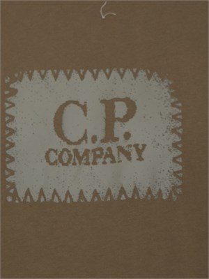 T-shirt verde girocollo C.P. Company in cotone con logo stampato in UOMO