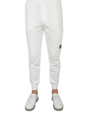 Pantaloni sportivi uomo C.P. Company in cotone bianco con tasca cargo con lente in UOMO