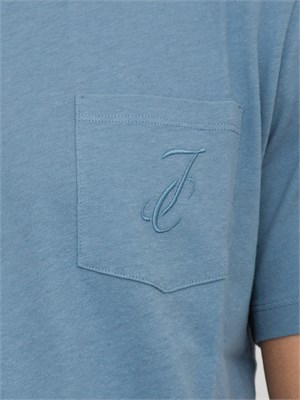 T-shirt girocollo Jacob Cohen in jersey di cotone azzurro in UOMO