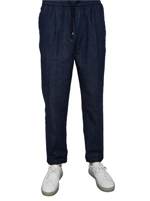 Pantaloni chino Jacob Cohen modello carrot con coulisse in popeline blu denim in UOMO