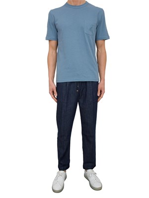 Pantaloni chino Jacob Cohen modello carrot con coulisse in popeline blu denim in UOMO