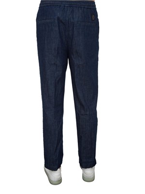 Pantaloni chino Jacob Cohen modello carrot con coulisse in popeline blu denim in UOMO