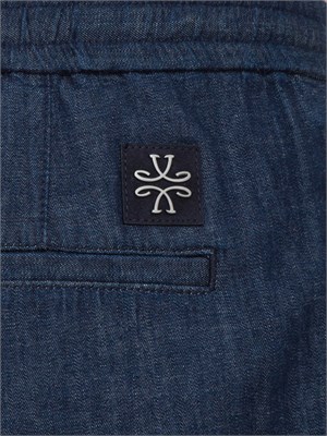 Pantaloni chino Jacob Cohen modello carrot con coulisse in popeline blu denim in UOMO