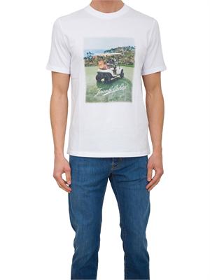 T-shirt girocollo Jacob Cohen in cotone bianco con stampa golf in UOMO