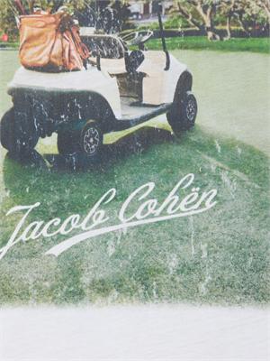 T-shirt girocollo Jacob Cohen in cotone bianco con stampa golf in UOMO