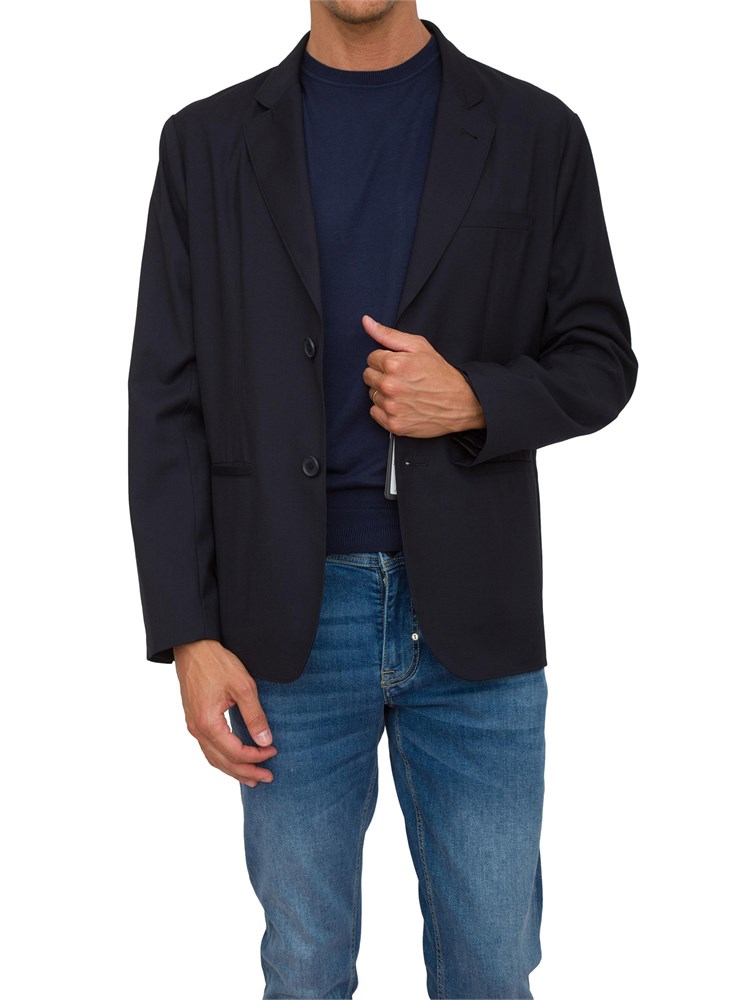 ARMANI EXCHANGE Giacca monopetto A.X. blu a due bottoni in tessuto fluido