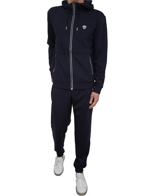 EA7 EMPORIO ARMANI Felpa con cappuccio Ea7 in misto viscosa stretch blu in UOMO