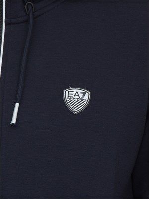 EA7 EMPORIO ARMANI Felpa con cappuccio Ea7 in misto viscosa stretch blu in UOMO