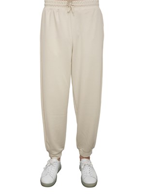 EA7 EMPORIO ARMANI Pantaloni jogger EA7Core Identity Unisex in misto viscosa stretch avorio in UOMO
