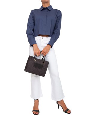 Camicia Marella in popeline stretch blu in DONNA