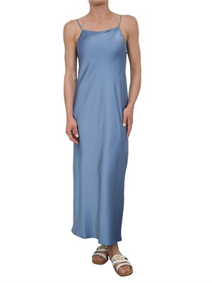 Abito lungo Marella in raso celeste con scollo dritto e spalline sottili in DONNA