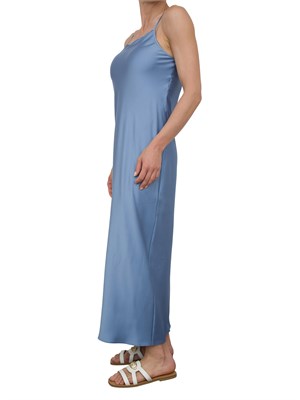 Abito lungo Marella in raso celeste con scollo dritto e spalline sottili in DONNA