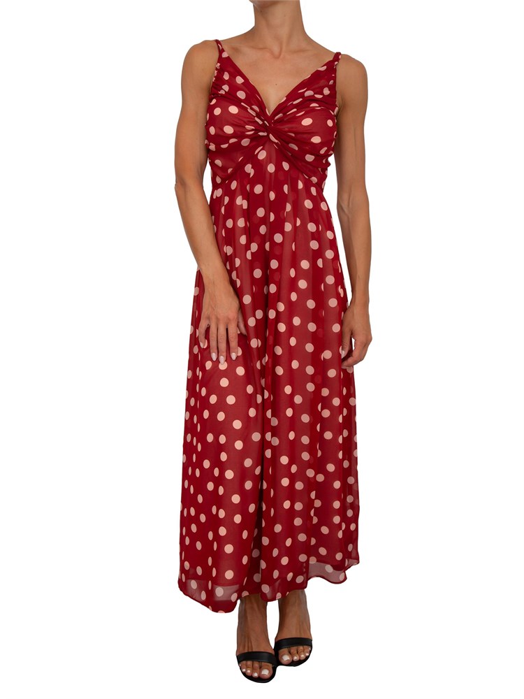 Abito lungo iBLUES in chifon rosso stampato a pois