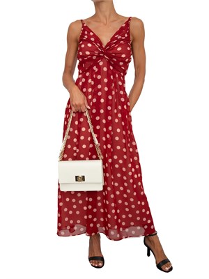 Abito lungo iBLUES in chifon rosso stampato a pois in DONNA