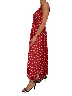 Abito lungo iBLUES in chifon rosso stampato a pois in DONNA