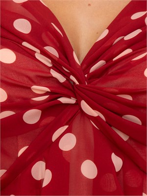 Abito lungo iBLUES in chifon rosso stampato a pois in DONNA