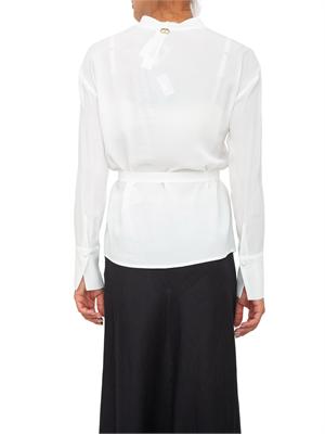 TWIN-SET Camicia bianca manica lunga Twinset con ricami, perline e intarsi in rete in DONNA
