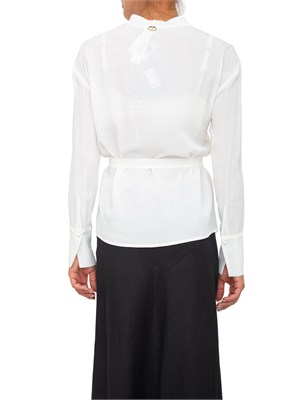 TWIN-SET Camicia bianca manica lunga Twinset con ricami, perline e intarsi in rete in DONNA