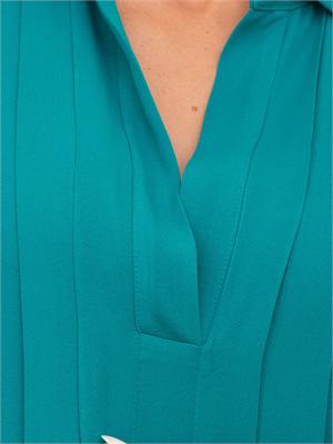 TWIN-SET Abito lungo Twinset in georgette plissé verde acqua con collo camicia e maniche lunghe in DONNA