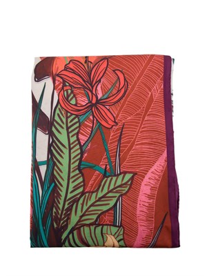 TWIN-SET Kefiah jacquard rossa con stampa a fiori Twinset in DONNA