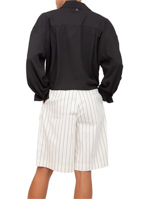TWIN-SET Camicia Twinset Actitude in crêpe de Chine nera con tasca avanti in DONNA