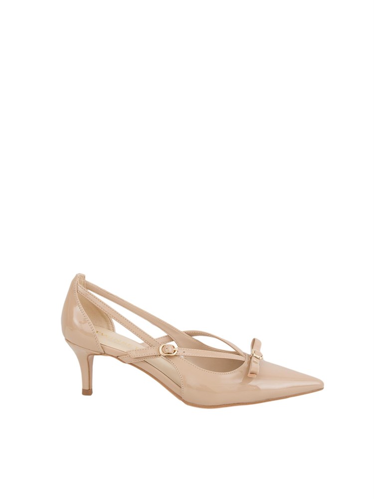 TWIN-SET Décolleté Twinset in vernice con fiocco beige