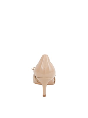 TWIN-SET Décolleté Twinset in vernice con fiocco beige in DONNA