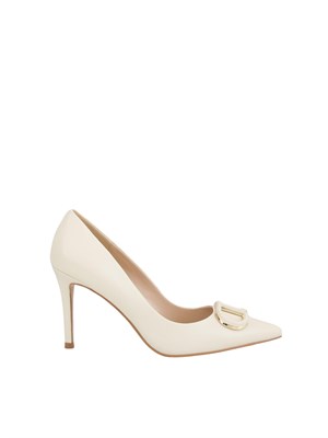 TWIN-SET Décolleté in pelle Twinset con Oval T bianco in DONNA