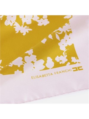 Foulard seta Elisabetta Franchi con stampa fiori ocra e lilla in DONNA