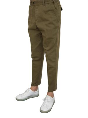 Pantaloni uomo PT Torino in gabardina di cotone verde con tasche alla francese in UOMO