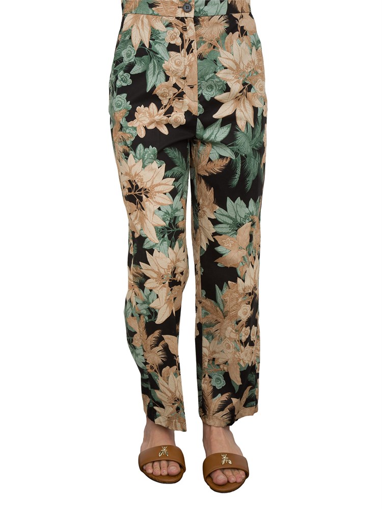 Pantaloni donna Emme Marella in popeline di puro cotone con fantasia floreale