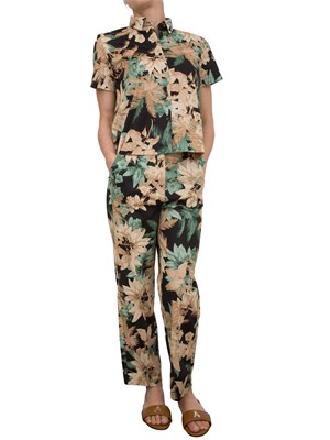 Pantaloni donna Emme Marella in popeline di puro cotone con fantasia floreale in DONNA