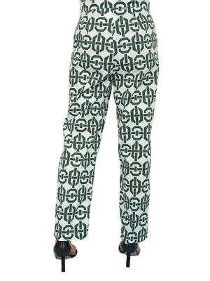 Pantaloni donna Emme Marella in popeline di puro cotone con stampa verde in DONNA