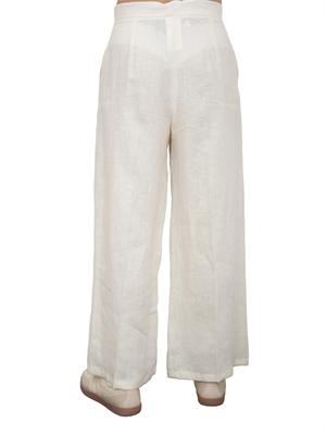 Pantalone ampio Emme Marella in lino bianco panna in DONNA