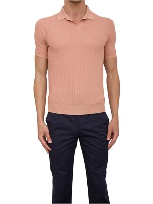 Polo uomo Aiace Galassi in leggero cotone rosa con lavorazione trama in UOMO