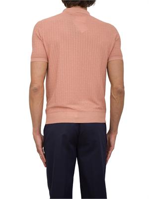 Polo uomo Aiace Galassi in leggero cotone rosa con lavorazione trama in UOMO