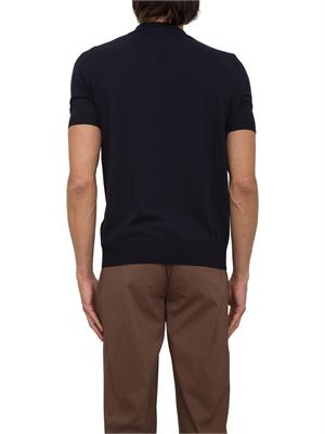 Polo maglia uomo Aiace Galassi in cotone blu con trama lavorata davanti in UOMO