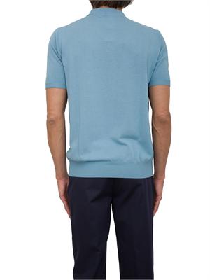 Polo maglia uomo Aiace Galassi in cotone azzurro con trama lavorata davanti in UOMO
