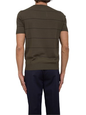 Maglia uomo a maniche corte Aiace Galassi in cotone verde con righe a contrasto in UOMO