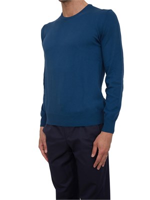 Maglia uomo Aiace Galassi con girocollo e manica lunga in jersey di cotone blu aperto in UOMO