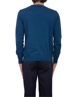 Maglia uomo Aiace Galassi con girocollo e manica lunga in jersey di cotone blu aperto in UOMO
