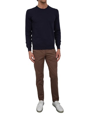 Maglia uomo Aiace Galassi con girocollo e manica lunga in jersey di cotone blu navy in UOMO