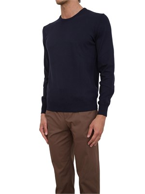 Maglia uomo Aiace Galassi con girocollo e manica lunga in jersey di cotone blu navy in UOMO