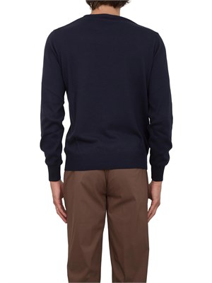 Maglia uomo Aiace Galassi con girocollo e manica lunga in jersey di cotone blu navy in UOMO