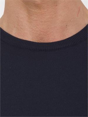 Maglia uomo Aiace Galassi con girocollo e manica lunga in jersey di cotone blu navy in UOMO