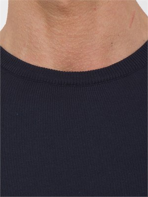 Maglia uomo Aiace Galassi con girocollo e manica lunga in jersey di cotone blu navy in UOMO