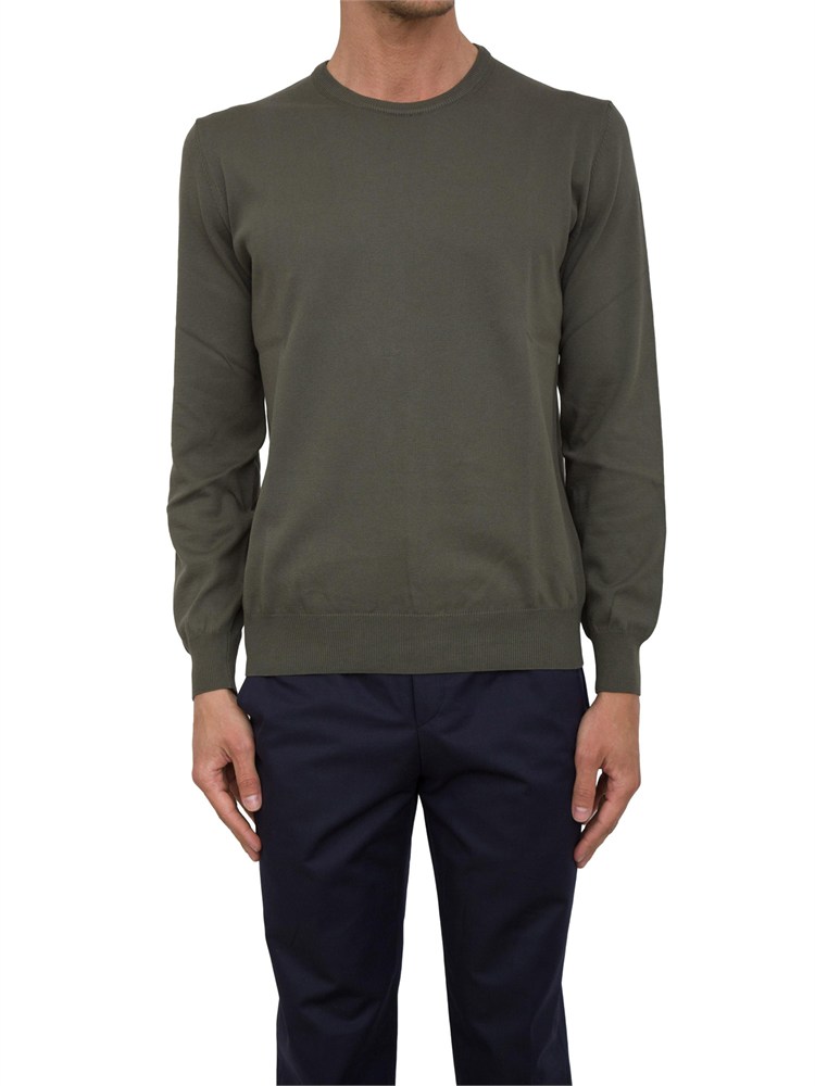 Maglia uomo Aiace Galassi con girocollo e manica lunga in jersey di cotone verde